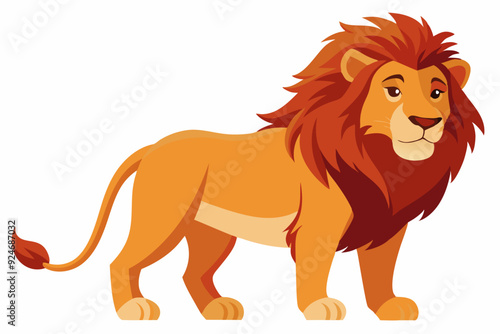 Cartoon Illustration of a Proud Lion Standing Tall