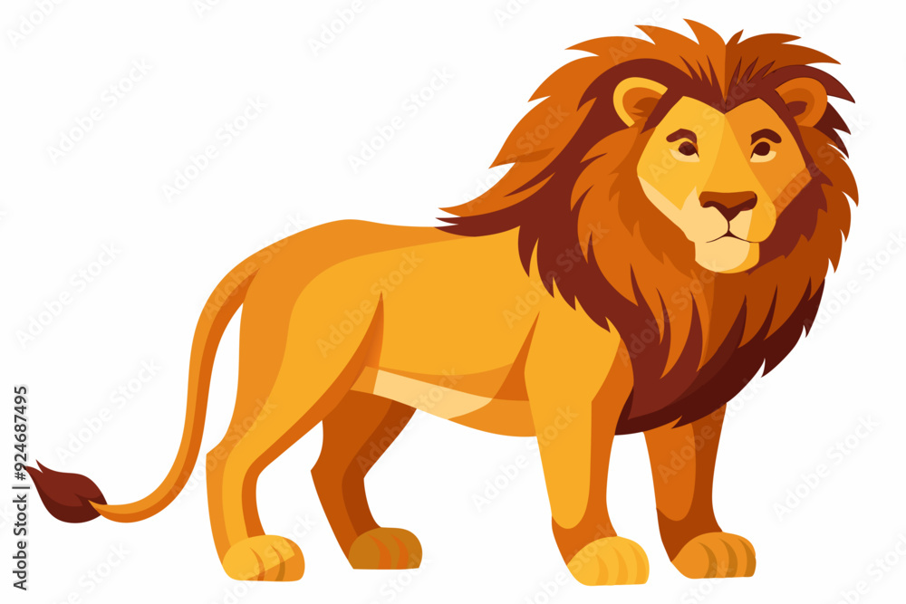 Cartoon Illustration of a Standing Lion with a Large Mane Cartoon Illustration of a Standing Lion with a Large Mane