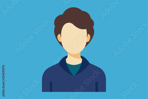 Flat Illustration of a Man with Brown Hair and a Blue Sweater