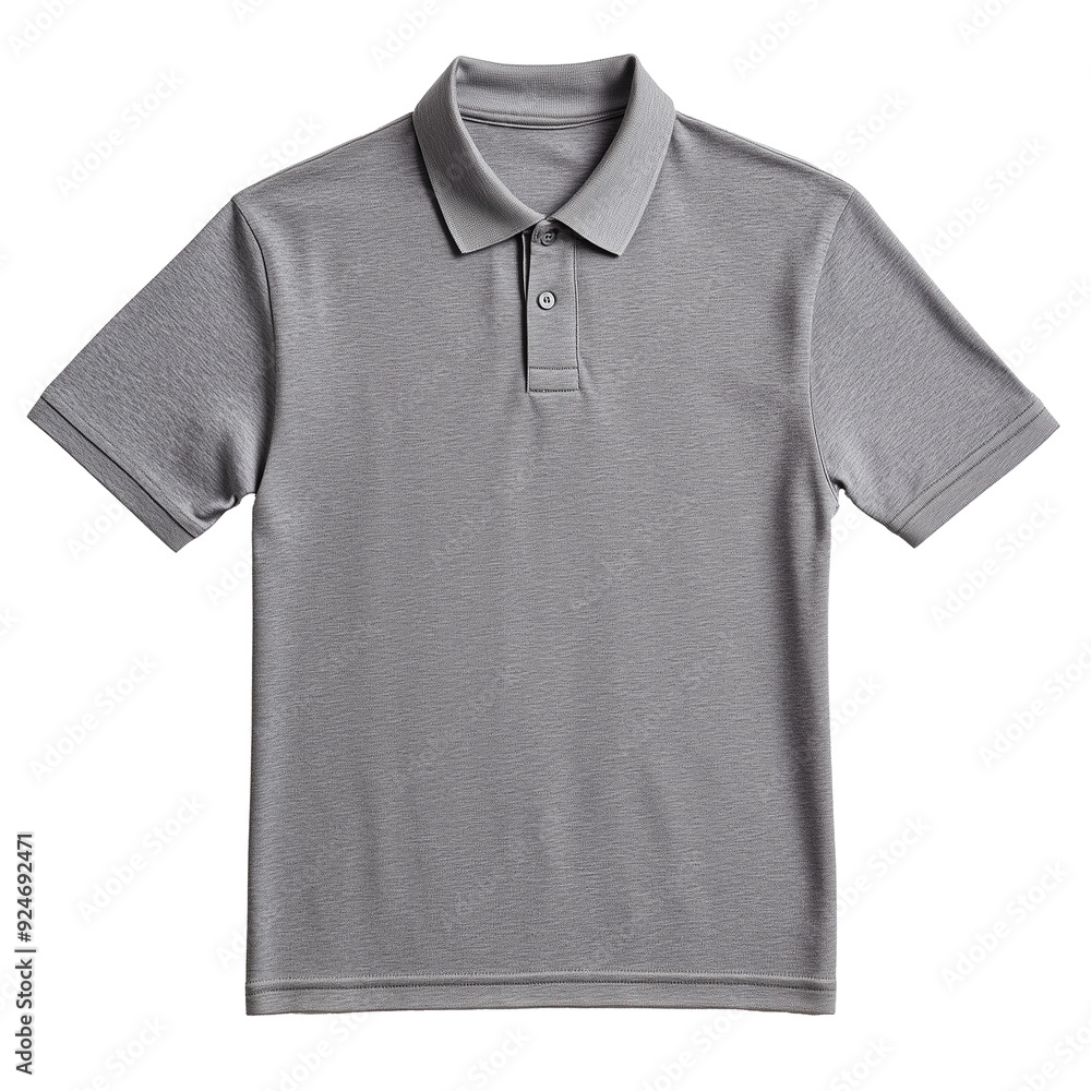 Gray short sleeve Polo t-shirt mockup isolated on transparent or white background Gray short sleeve Polo t-shirt mockup isolated on transparent or white background