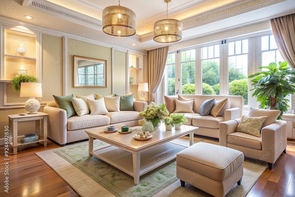 Fototapeta premium Tranquil Haven: Relaxing, Serene, Beige Tones, Pastel, Harmony