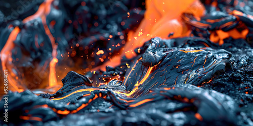 Obraz na płótnie Flowing lava close-up