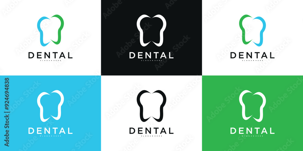 Health dental Logo design template modern style. Dental clinic logo design. Premium Vector