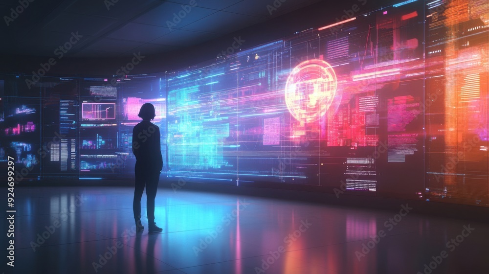 Futuristic Holographic Display - Cutting-Edge Visual Innovation Flat Design Illustration Futuristic Holographic Display - Cutting-Edge Visual Innovation Flat Design Illustration