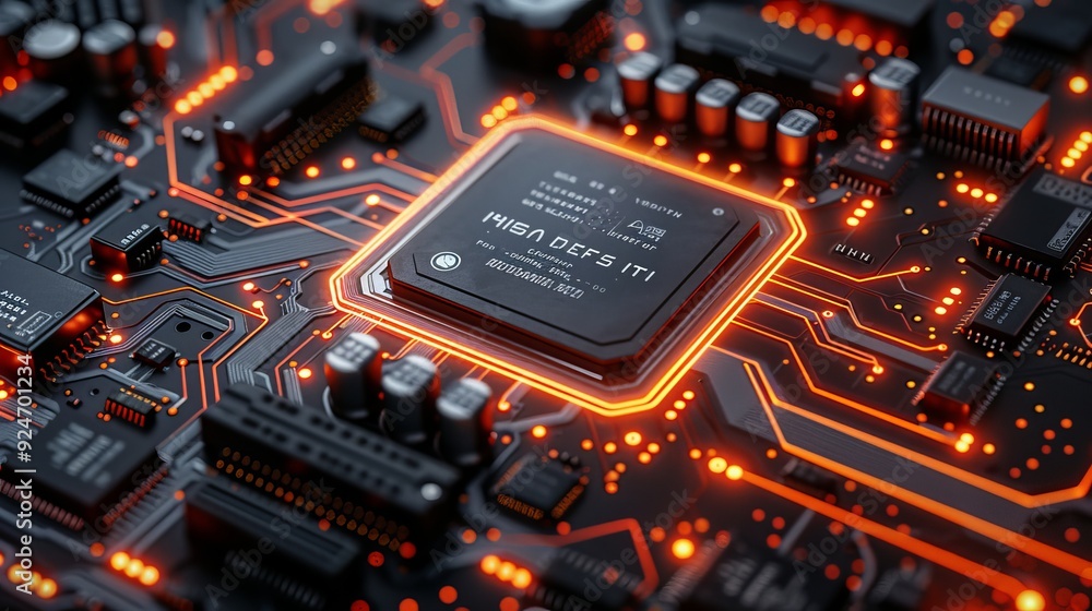 Macro Shot of Complex Electronic Components on a Circuit Board Macro Shot of Complex Electronic Components on a Circuit Board