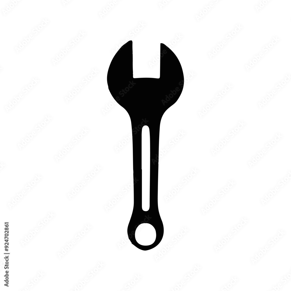 Minimalist Wrench Silhouette Vector - Industrial Tool Illustration Minimalist Wrench Silhouette Vector - Industrial Tool Illustration
