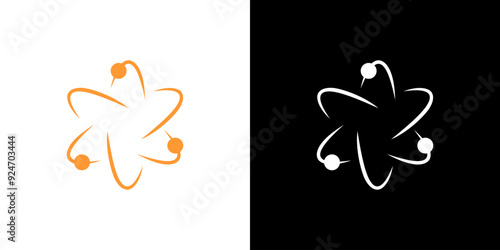 Atom icon logo abstract vector. Electron nuclear proton neutron logo isolated