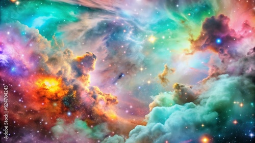 Space Nebula Background with Stars and Colorful Clouds