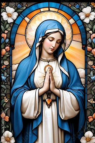 Virgin Mary Stained Glass Art