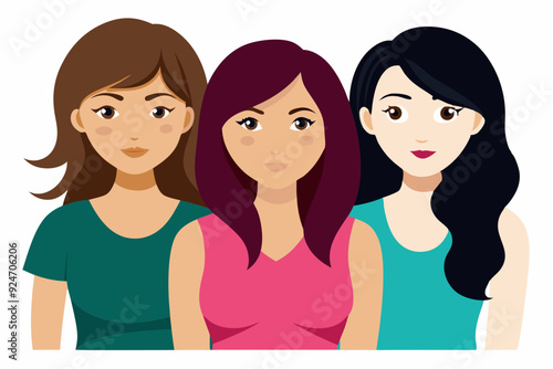 three girlfriends vector illustration on a white background