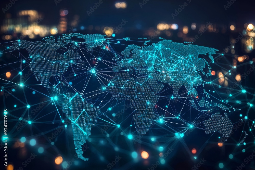 Global Digital Business Network Connection Illustration created with Generative AI Global Digital Business Network Connection Illustration created with Generative AI