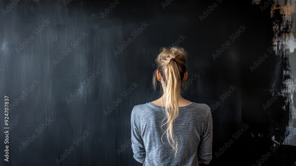 Woman paints wall, starting business. Woman paints wall, starting business.