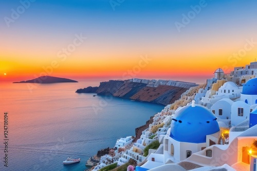 Santorini Island at sunset