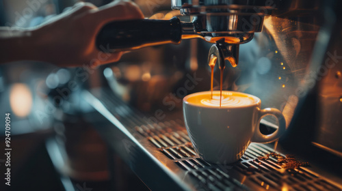 Barista Pouring Espresso With Latte Art