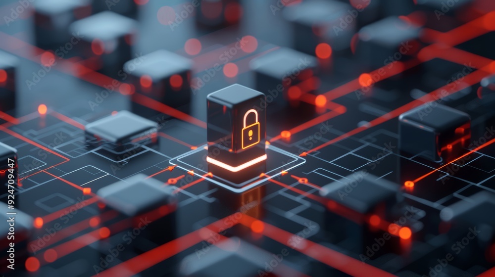 A digital lock icon surrounded by a network of dark circuits and glowing lines, symbolizing cybersecurity and data protection. A digital lock icon surrounded by a network of dark circuits and glowing lines, symbolizing cybersecurity and data protection.