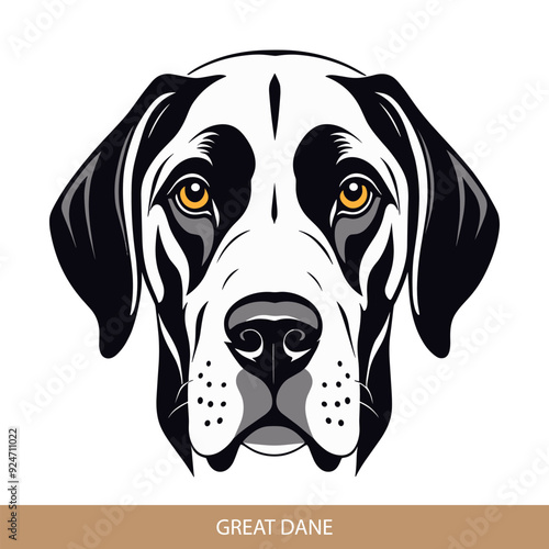 Stylized great dane Dog Head Illustration in Vector Art