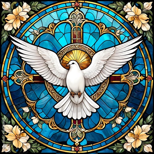 Holy Dove Stained Glass Art