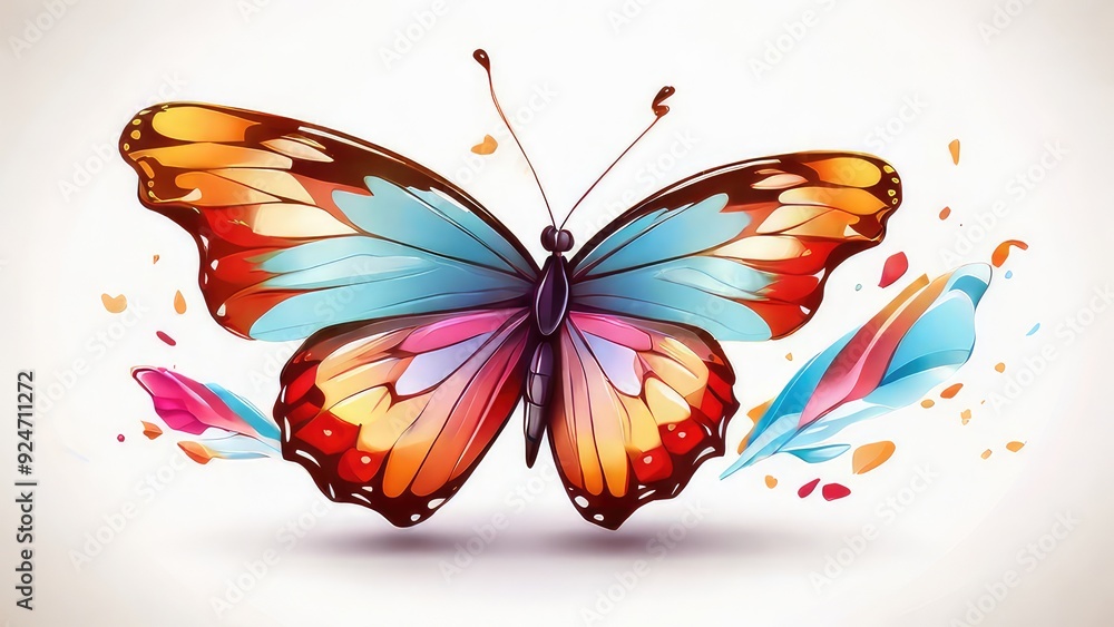 set of colorful butterflies on white background set of colorful butterflies on white background