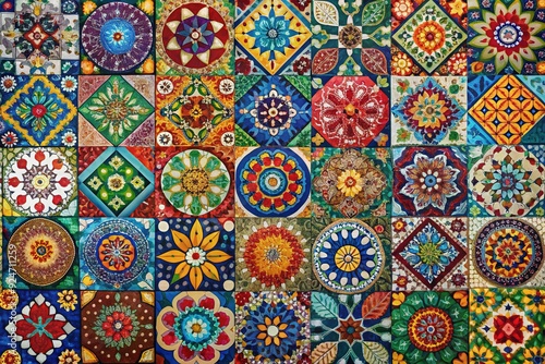 Vibrant Mosaic: Patchwork, Intricate Patterns, Bold Colors, Cultural, Bohemian