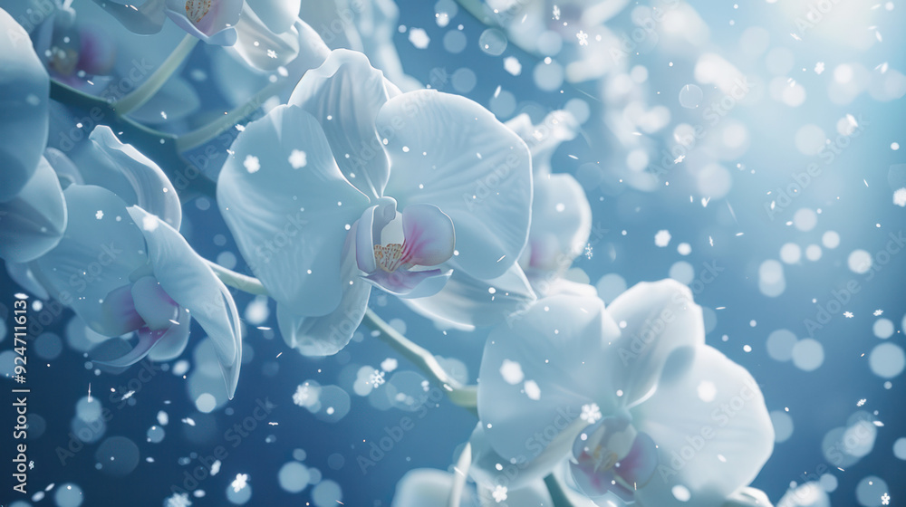 White Orchids in Snowfall White Orchids in Snowfall
