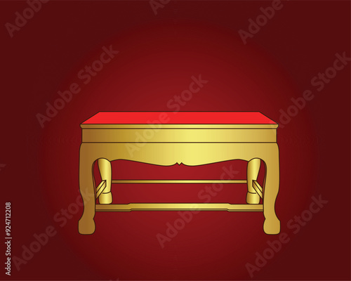 Golden altar table with red background vector