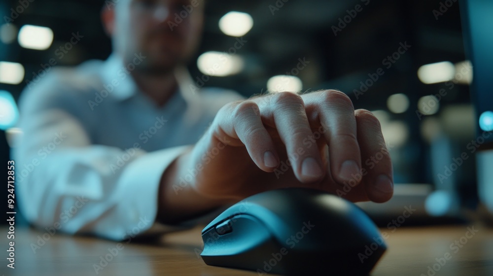Close-up of Hand Clicking a Computer Mouse Close-up of Hand Clicking a Computer Mouse