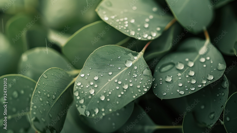 Close-Up of Wet Eucalyptus Leaves Close-Up of Wet Eucalyptus Leaves