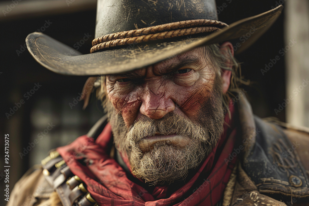 Dramatic western movie scene personage harsh brutal cowboy beautiful cowgirl, Generative AI Dramatic western movie scene personage harsh brutal cowboy beautiful cowgirl, Generative AI