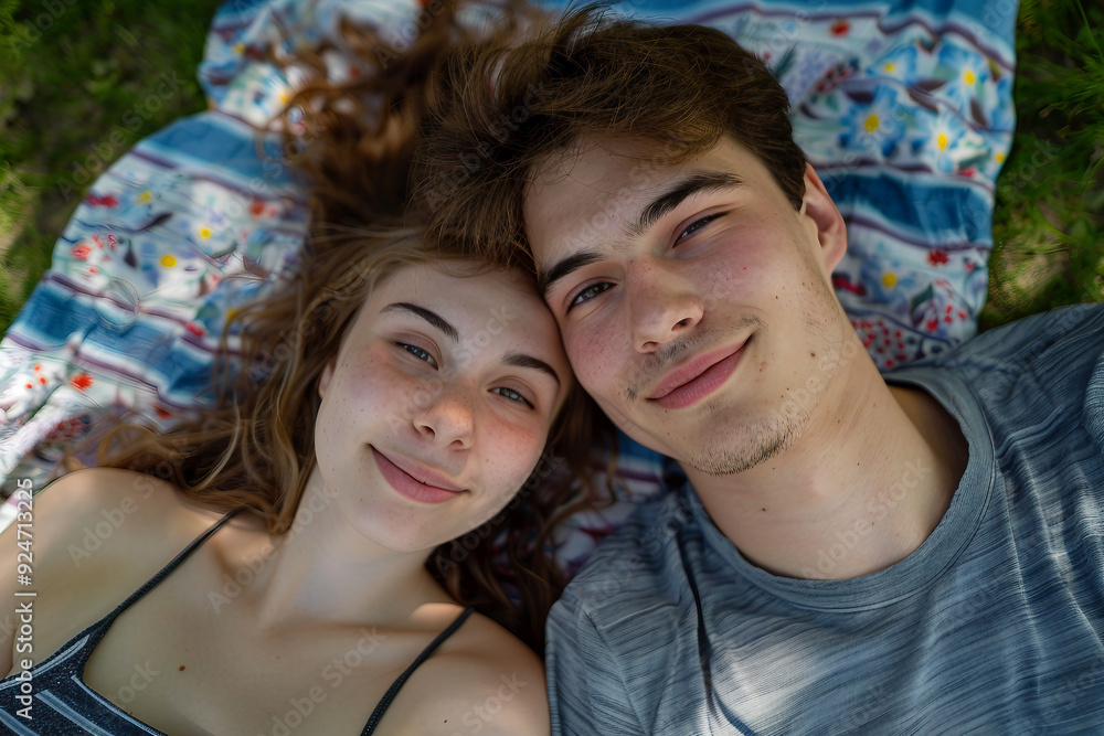 Fototapeta premium Generative AI picture of delightful picnic nature park bbq family friends couple together
