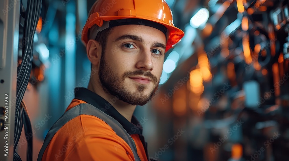 Technician Electrician Man With Cable, Generative AI Technician Electrician Man With Cable, Generative AI
