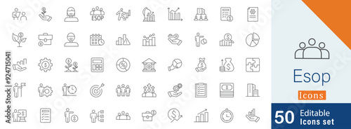 Set of 50 employee stock ownership plan icon design