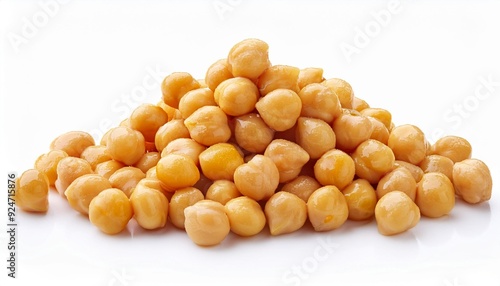 Top View of Preserved Chickpeas: Heap Isolated on White Background"