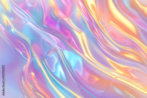 Holographic Abstract background with liquid wavy shapes and texture