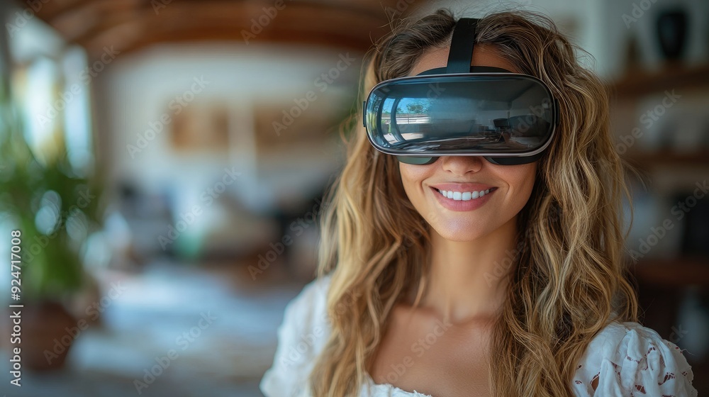 Person Exploring a Property with a Virtual Reality Headset for an Immersive Real Estate Experience Person Exploring a Property with a Virtual Reality Headset for an Immersive Real Estate Experience