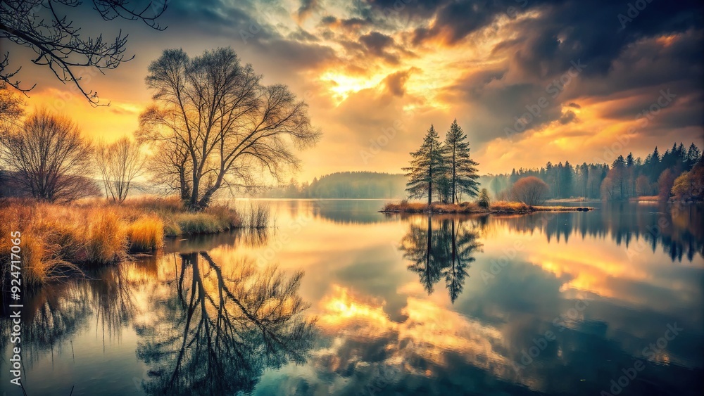 Fototapeta premium Nostalgic and Melancholy Lake Alice - desolate, melancholy, retro, ethereal, sad