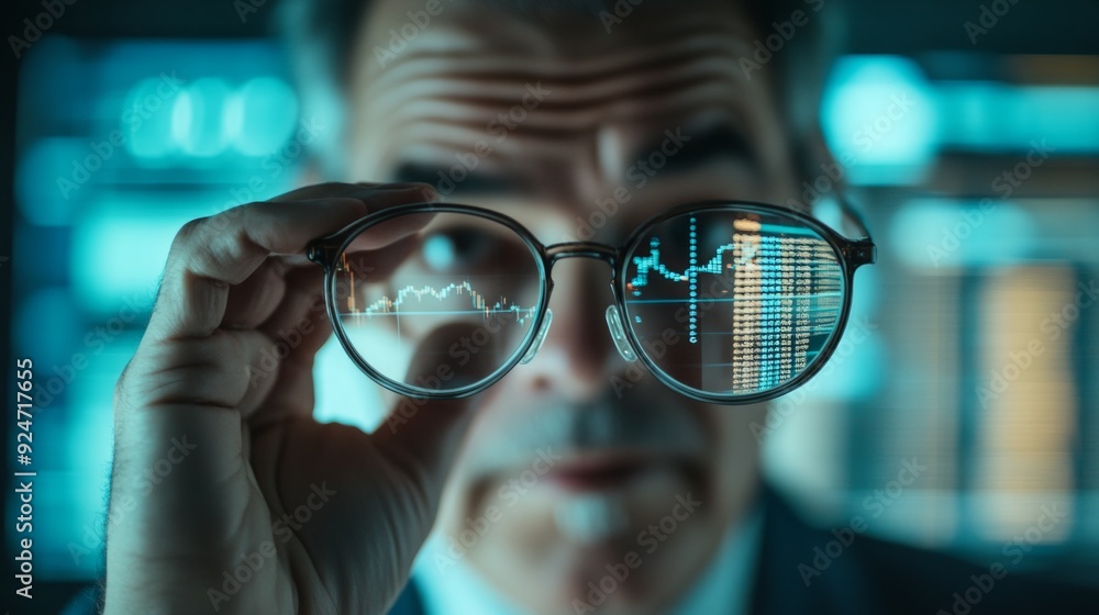 Stock Market Analysis: A Businessman Focuses on a Chart Stock Market Analysis: A Businessman Focuses on a Chart