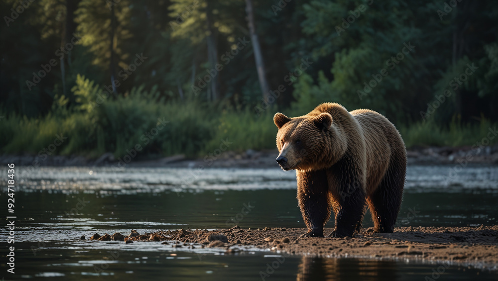 bear on the river bank in the morning bear on the river bank in the morning
