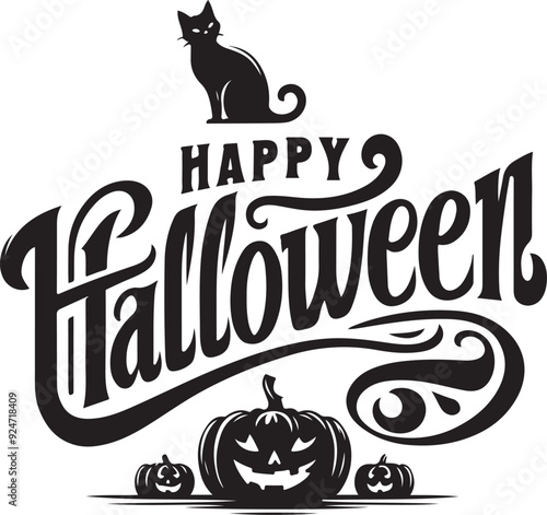 Spooky Halloween Typography Vector Illustration – Perfect for Designs