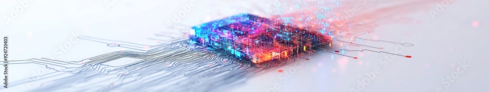 Fototapeta premium Isolated AI Symbol Embellished with Intricate Circuitry on a White Background, Surrounded by Vivid, Flowing Elements in 3D Render,Abstract Art