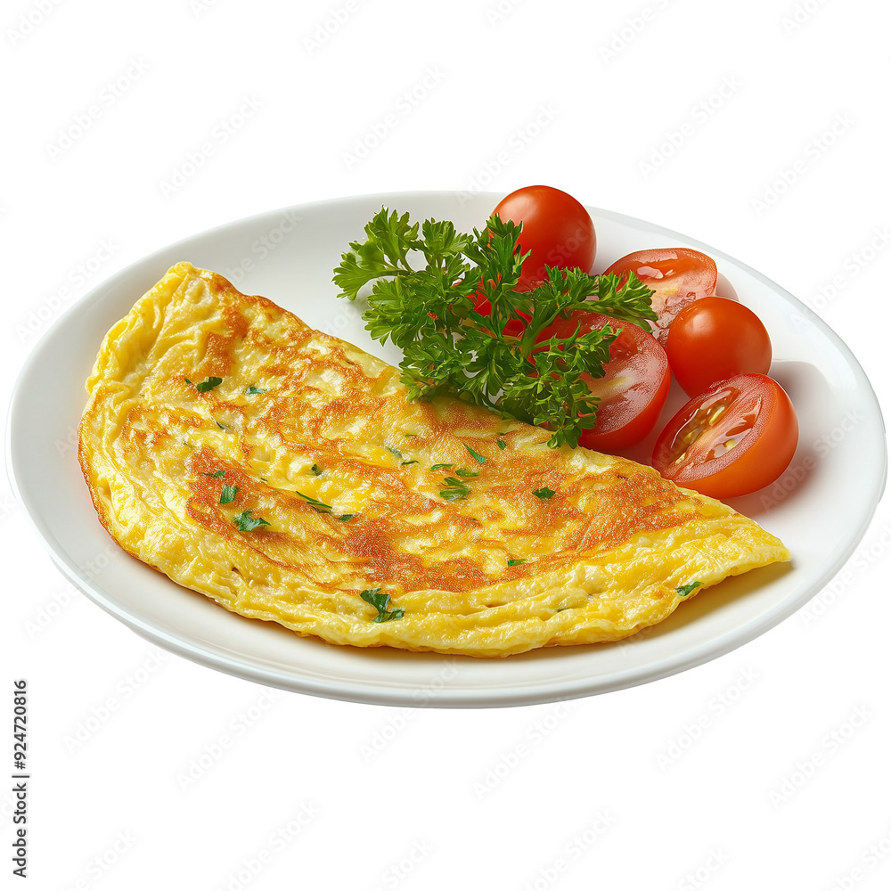 Omelette on plate on transparent or white background Omelette on plate on transparent or white background