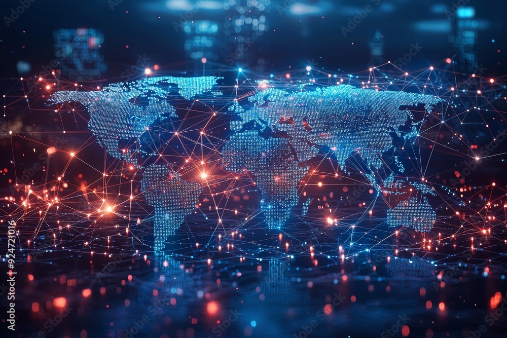 Global Digital Business Network Connection Illustration created with Generative AI Global Digital Business Network Connection Illustration created with Generative AI