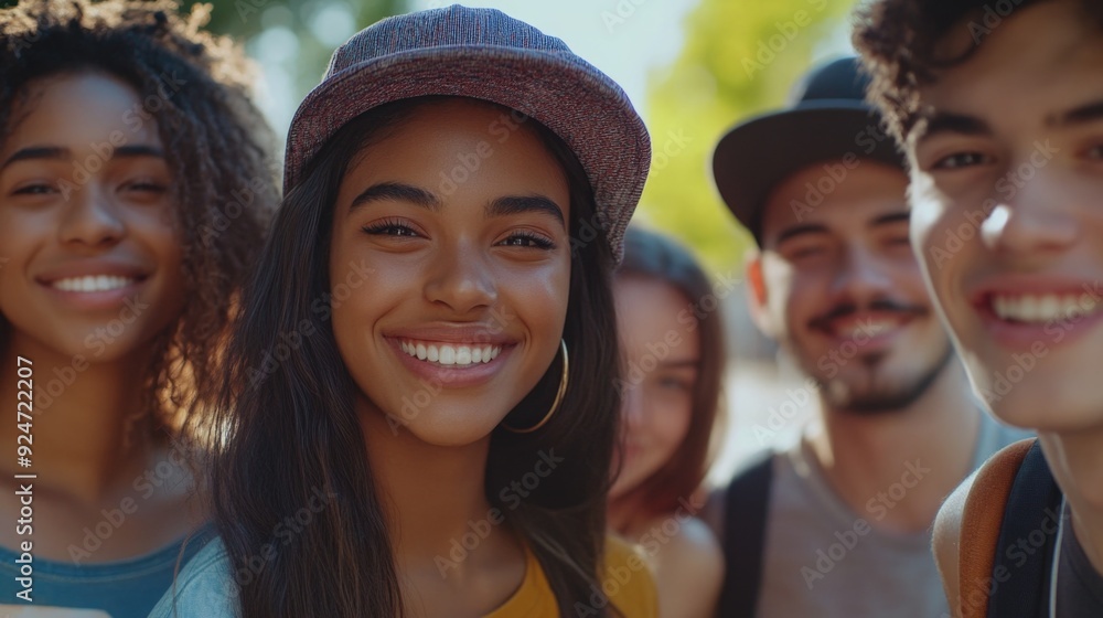 Fototapeta premium Friendly Group of Teenagers on a Campus