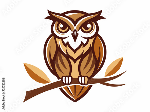 Elegant wise owl bird perch logo t-shirt