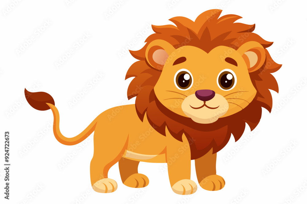Obraz premium Cartoon Illustration of a Friendly Lion