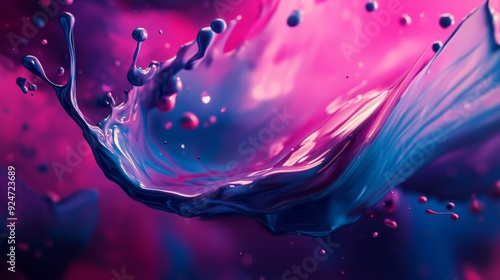 A close-up of a purple and pink paint splash with motion blur, highlighting the fluidity, movement, and ephemeral beauty captured in abstract, high-energy visual art. photo