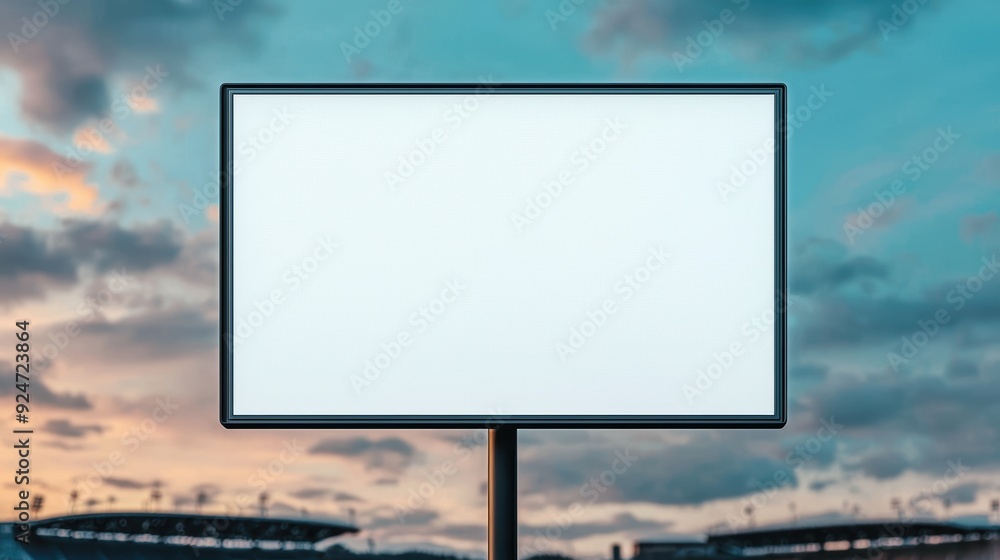 Blank Billboard Against a Dramatic Sunset Sky in an Urban Setting, Perfect for Advertisement Mockups and Marketing Campaigns Blank Billboard Against a Dramatic Sunset Sky in an Urban Setting, Perfect for Advertisement Mockups and Marketing Campaigns
