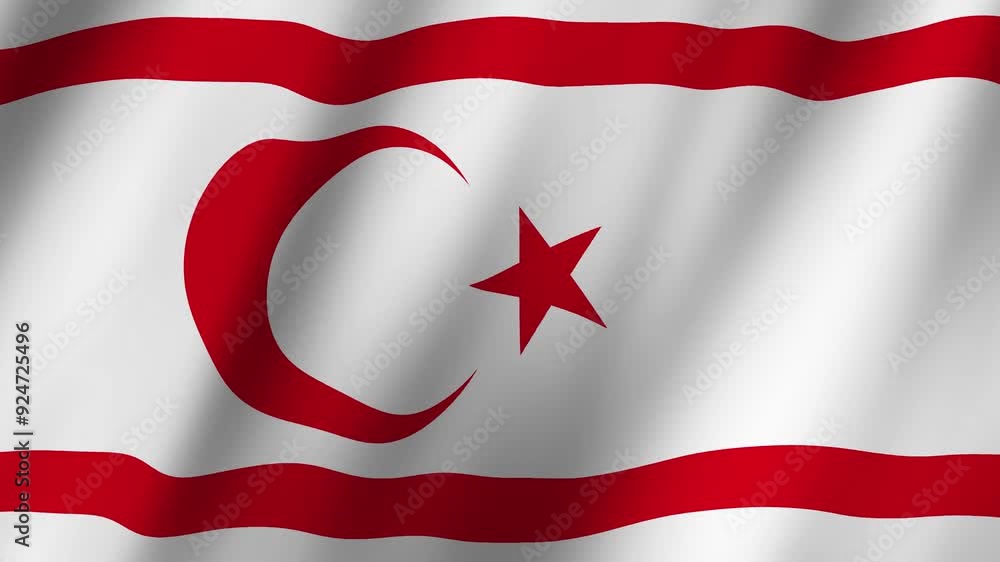 Flag of Northern Cyprus waving animation, Northern Cyprus Flag footage video waving in wind Flag of Northern Cyprus waving animation, Northern Cyprus Flag footage video waving in wind