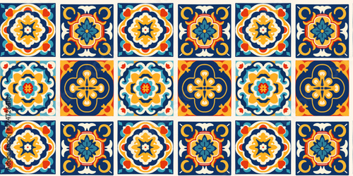 Portugal, Spanish Azulejo ornament tiles texture, seamless pattern