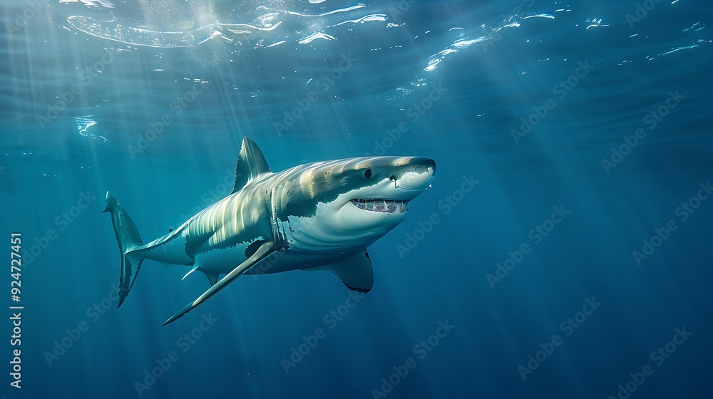 Fototapeta premium Great white shark under the sea