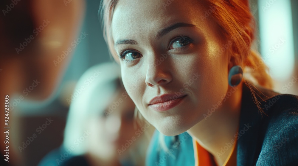 Professional Woman Engaged in Conversation Professional Woman Engaged in Conversation